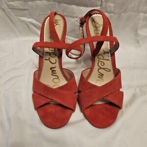 Sam Edelman Red High Heels Ankle Strap Women's Size 8.5
